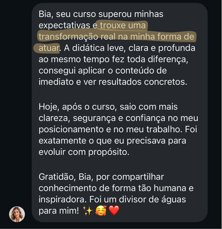 Depoimento de aluna da Formação