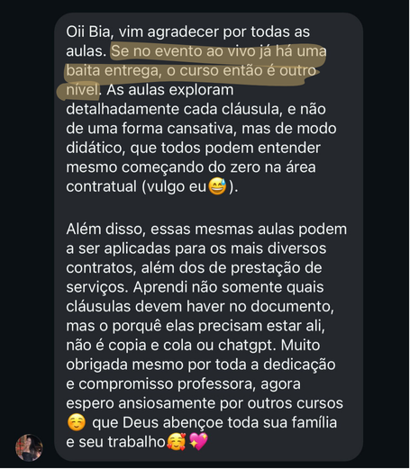 Depoimento de aluna da Formação