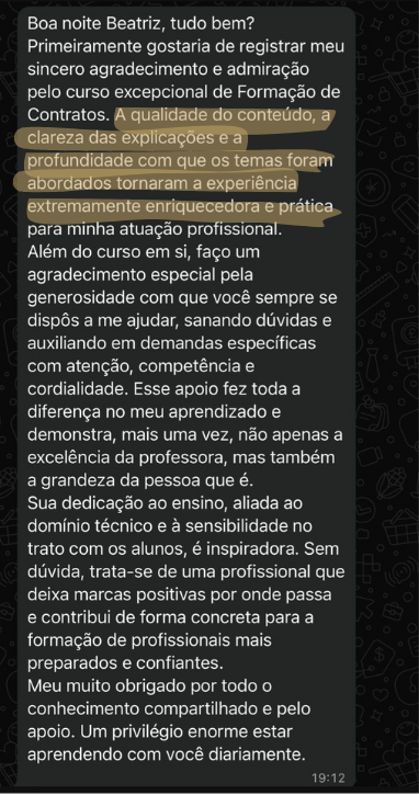 Depoimento de aluna da Formação